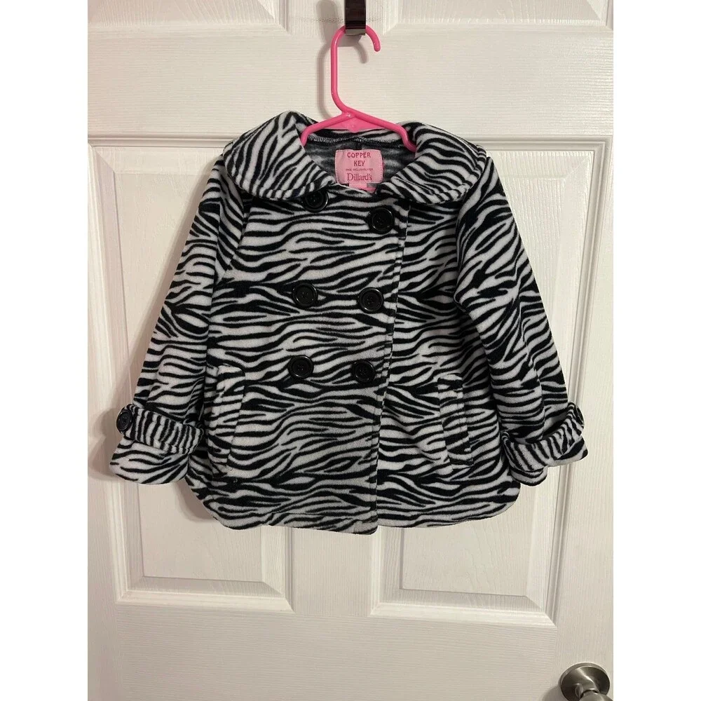Copper Key Zebra Print Fleece Coat Size 2/3